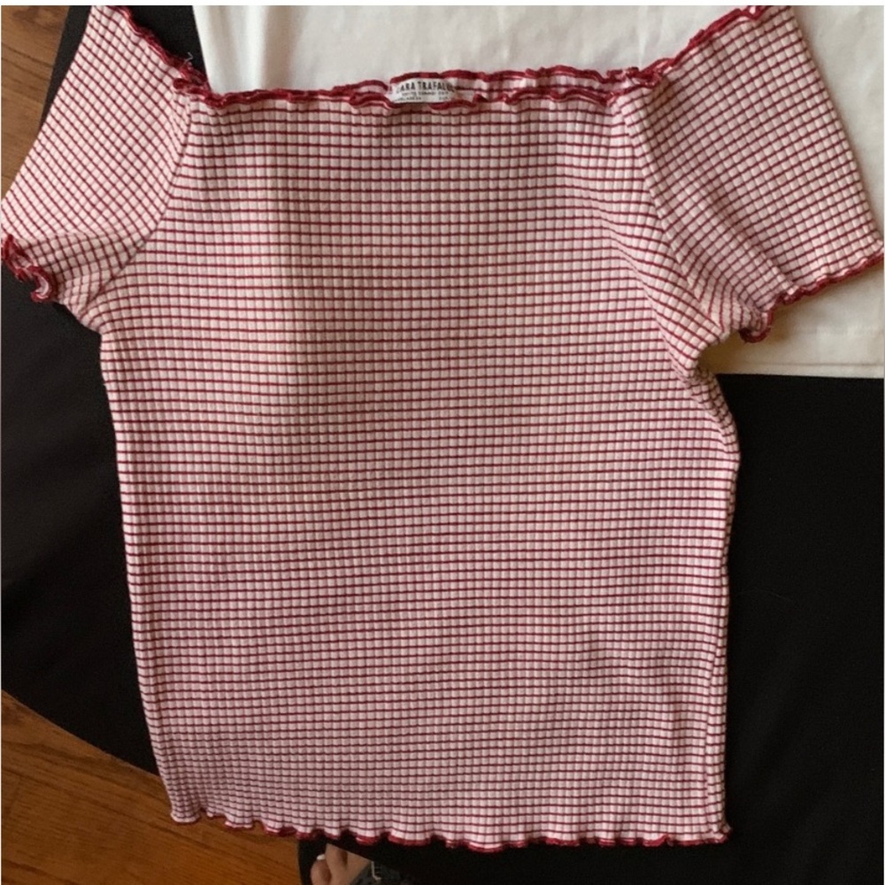 Zara Red and White Checkered Top